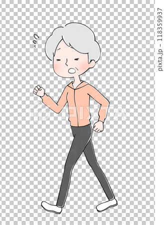 一位高級婦女行走的插圖 118359937