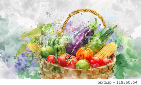 新鮮な夏野菜のイラスト01 118360554