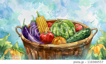 新鮮な夏野菜のイラスト05 新鮮な夏野菜のイラスト05 118360557