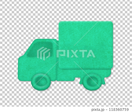 一輛載有綠色膠帶製成的行李的卡車 118360759