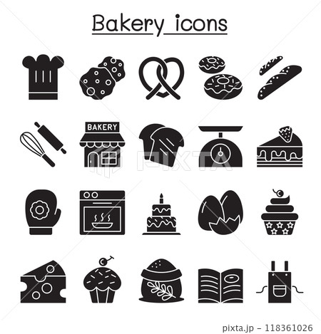 Bakery icons set in glyph style 118361026