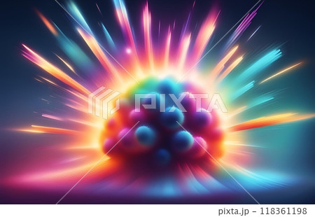Dynamic background textured with a data explosion effect, featuring scattered bits of information and data points radiating outward, symbolizing vast digital growth and connectivity. AI Generated 118361198
