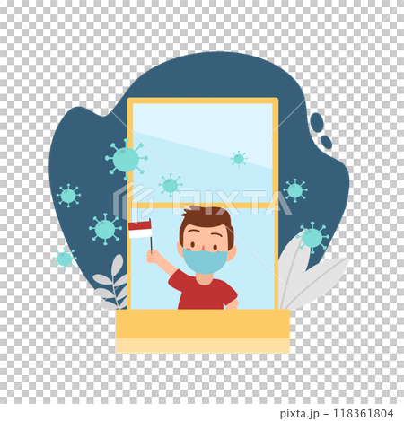 indonesia independence day with face mask  118361804