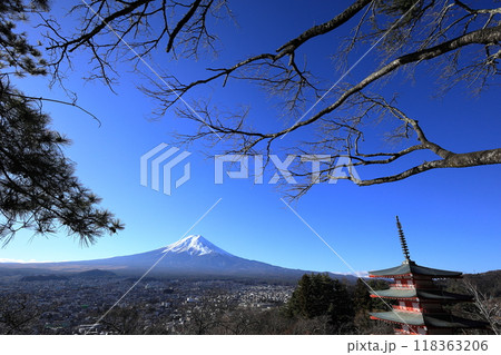 新倉山浅間公園からの富士山と五重塔 (山梨) 118363206