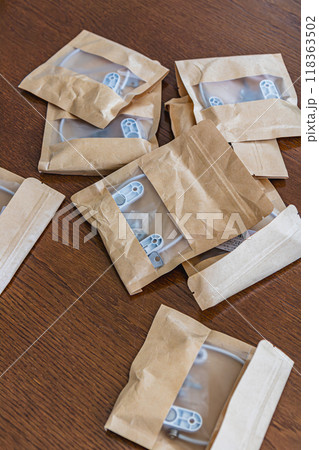 Close up of a set of window locks for the safety of children in the house 118363502