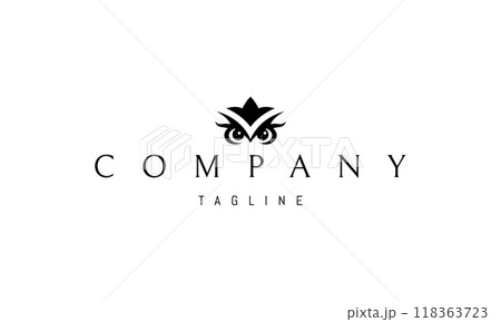 Vector logo with an abstract image of an owl wearing a crown. 118363723