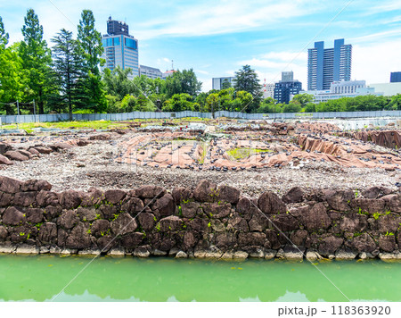 美しく厳かな駿府城址の景色 天守台の発掘 美しく厳かな駿府城址の景色 天守台の発掘 118363920