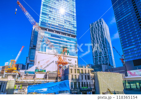 日本の東京都市景観 山手線が…さよなら渋谷駅西口…そして、渋谷駅西口上空施設新築計画始動！…＝15日 118365154