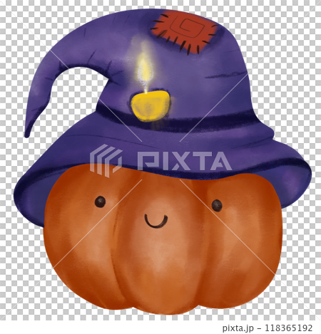 Halloween pumpkin with magic hat 118365192