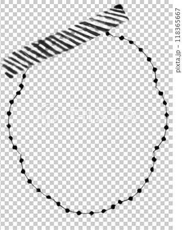 用筆繪製的圓形和彎曲框架上附著的斜條紋遮蔽膠帶的單色線條圖插圖 118365667