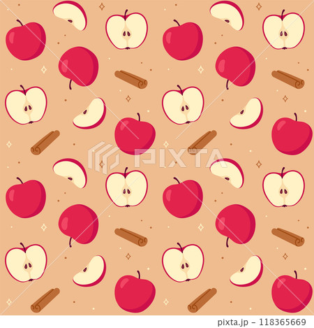 Apple pie ingredients seamless pattern Apple pie ingredients seamless pattern 118365669
