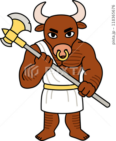 Cartoon Minotaur character drawing 118365676