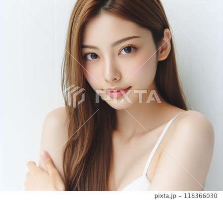 白い水着の美女 118366030