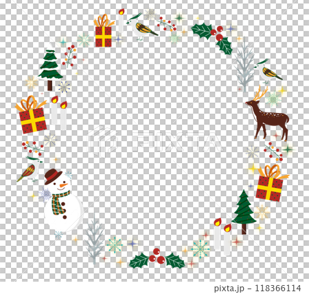 Christmas round frame material Winter cute frame material 118366114