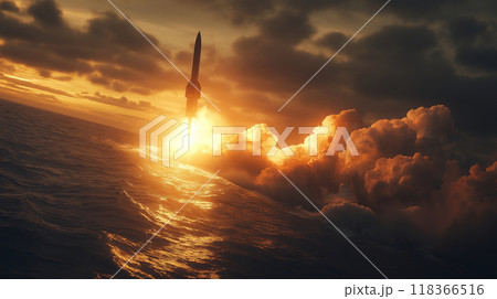 原子力潜水艦から放たれる核ミサイル 118366516