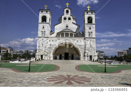 Montenegro, Podgorica, Facade of the Cathedral of the Resurrection of Christ. 118366891