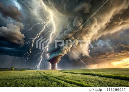 lightning over field 118366925