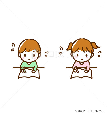 一生懸命勉強している男の子と女の子のイラスト 一生懸命勉強している男の子と女の子のイラスト 118367598