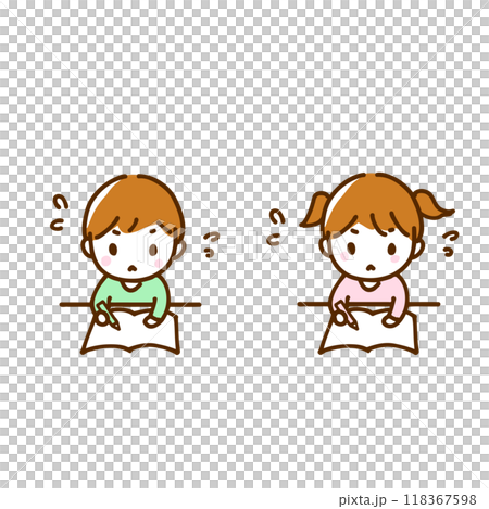 一生懸命勉強している男の子と女の子のイラスト 一生懸命勉強している男の子と女の子のイラスト 118367598