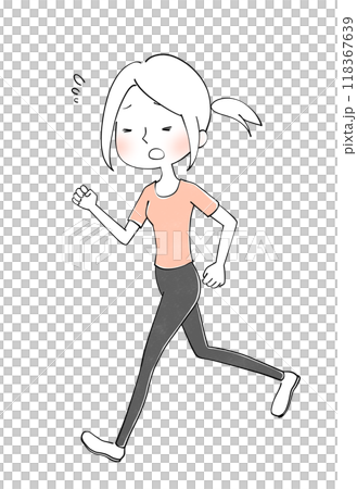 一位年輕女子跑步的插圖 118367639