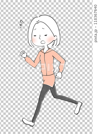 一位年輕女子跑步的插圖 118367640