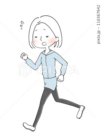 ランニングをする若い女性のイラスト 118367642