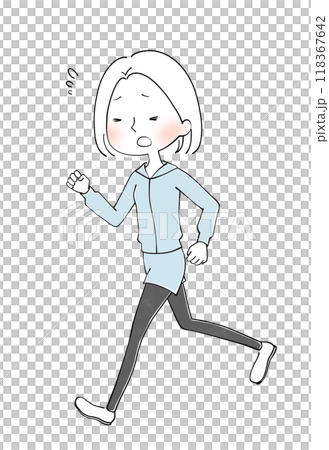 ランニングをする若い女性のイラスト 118367642