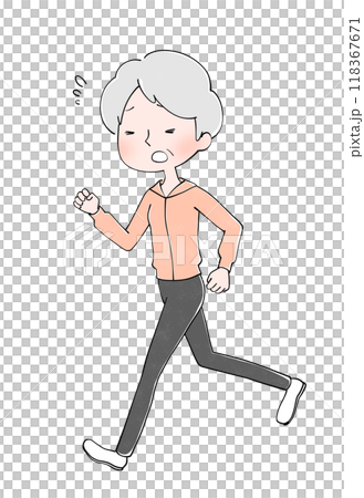 Illustration of a senior woman running Illustration of a senior woman running 118367671