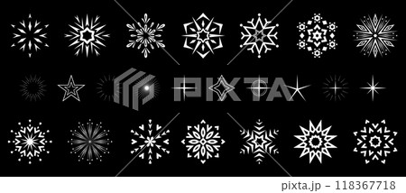 Snowflakes icon collection. Graphic modern black and white ornament. 118367718