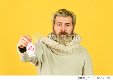 Healthcare. man bad immunity blood cough. male tuberculosis problem. Lung Cancer awareness. coronavirus from china. Man is coughing bloody. pneumonia sickness. sick man got virus infection. bad news 118367870