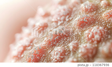 Zoomed-in image of irritated skin with small blisters Zoomed-in image of irritated skin with small blisters 118367936