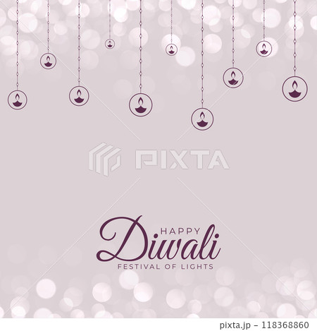 elegant shubh deepavali banner with hanging diya bokeh style vector illustration 118368860