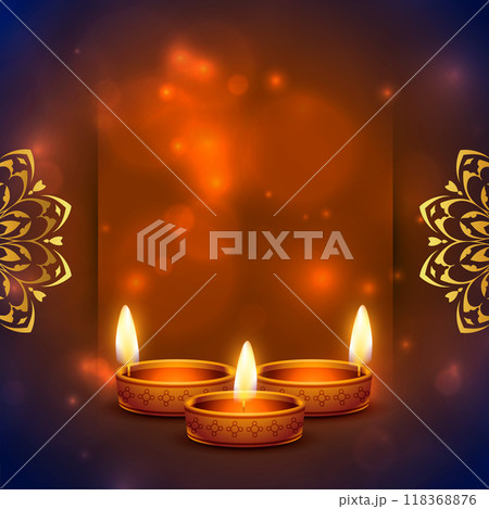 glowing shubh diwali banner with 3d oil diya in indian style background vector 118368876