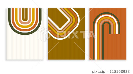 set of bohemian style retro lines background 118368928