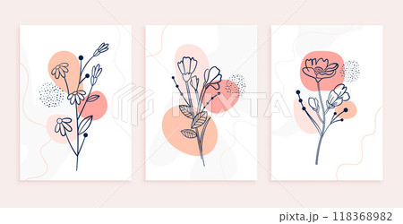line flower art botanical template set line flower art botanical template set 118368982