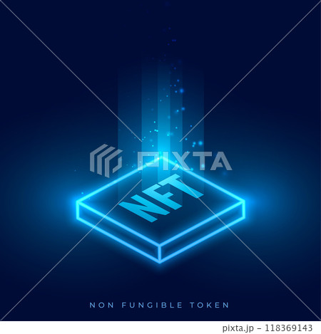glowing virtual NFT non fungible crypto art background 118369143