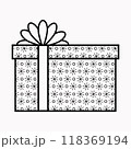 large gift box with a bow in a linear style. 118369194