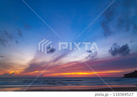 beautiful sunset over Tranquil Beach beautiful sunset over Tranquil Beach 118369527