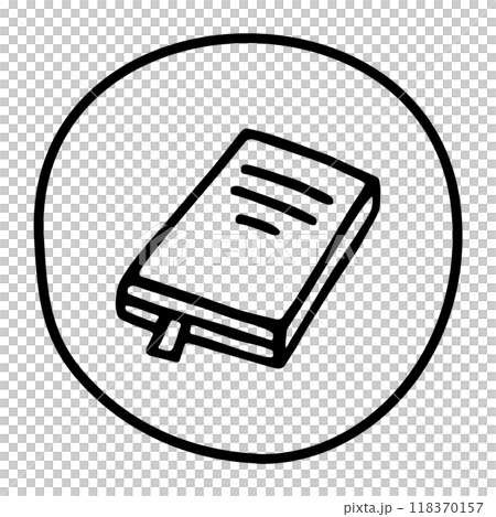 Doodle book or notebook icon with bookmark, handdrawn with pen Doodle book or notebook icon with bookmark, handdrawn with pen 118370157