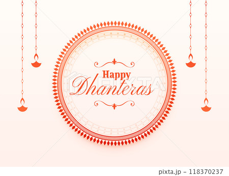 elegant happy dhanteras wishes card with lantern design vector 118370237