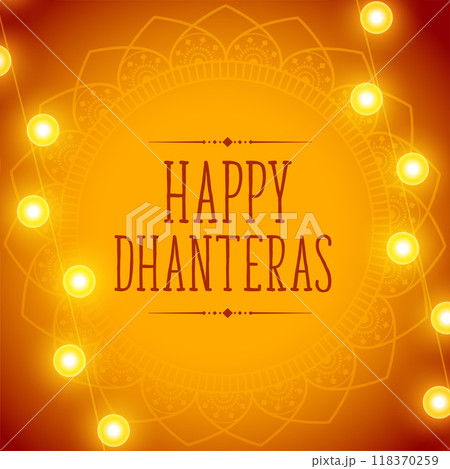 traditional happy dhanteras religious bright decoration lights background vector 118370259