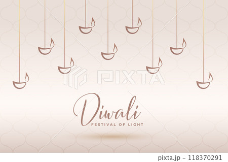 minimal shubh diwali banner with hanging lamps design 118370291