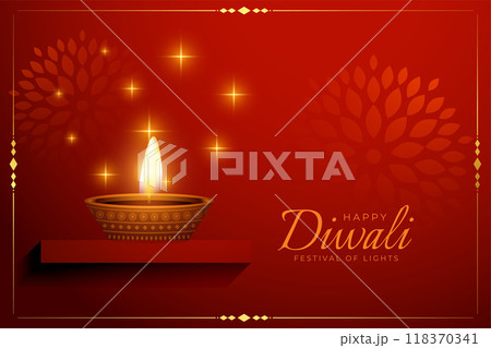 happy diwali greeting banner with lamp on podium design happy diwali greeting banner with lamp on podium design 118370341