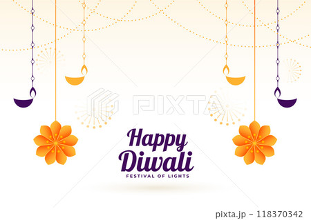 modern style diwali banner with lantern and flower design modern style diwali banner with lantern and flower design 118370342