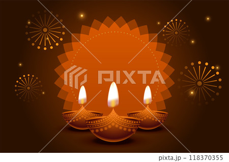happy diwali holiday template with image space and diya design 118370355