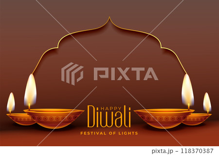 beautiful diwali banner with diya decoration 118370387