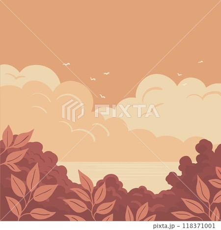 Seascape with shore and plants 118371001