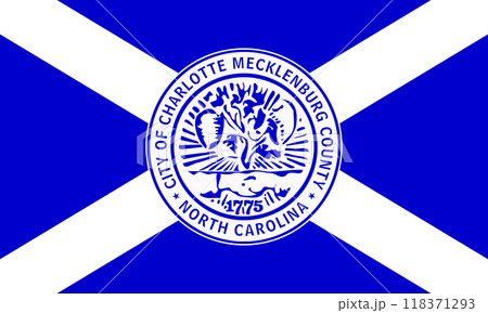 Flag of the city of Charlotte, North Carolina, USA, original colors and proportions. Illustration 118371293