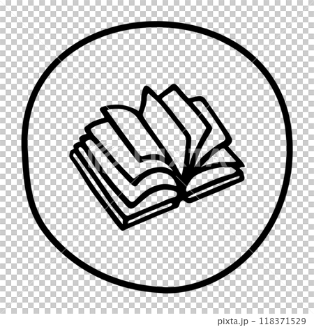 Doodle book icon handdrawn with pen. Knowledge and education symbol Doodle book icon handdrawn with pen. Knowledge and education symbol 118371529