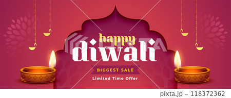 traditional happy diwali sale banner with oil lamp design traditional happy diwali sale banner with oil lamp design 118372362
